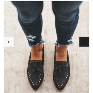 VICI black leather slides